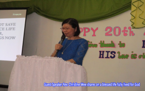 guest speaker Rev Christine Wee shares on a blessed life fully lived for God